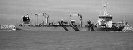 The MV Filippo Brunelleschi dredger in full operation in the Coega harbour